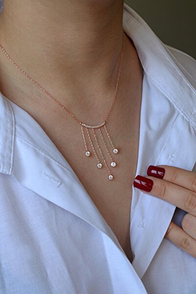 Argentum Concept 925 Ayar Gümüş Rose Sallantılı Işıltı Kolye - N115601