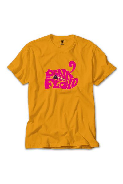 Z zepplin Κίτρινο T-shirt με μαύρο κείμενο Pink Floyd