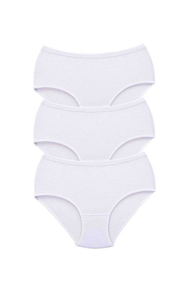 Tutku High Waist White Panties - 3 Pieces Women's Bato Thick Rubber