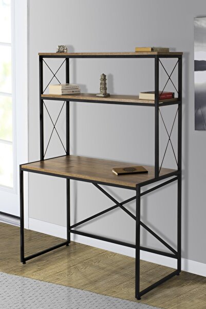 MOBİLYA SARAYI Ahşap Raflı Metal Lüks Çalışma Masası