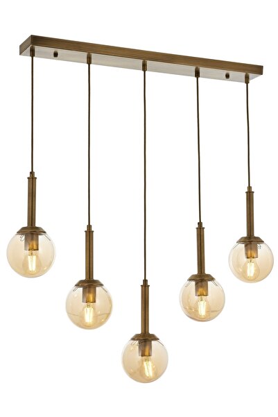 Avonni Avonnı Av-60216-5ey Eskitme Kaplama Modern Avize E27 Metal Cam 80x13cm