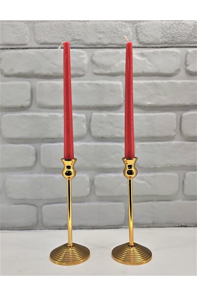 365GUNSERİSONU Modern Dekoratif Lake Gold Kaplama Şamdan 2'li Kademeli Ayaklı...