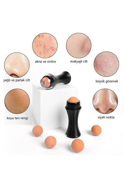 Muggio Matlaştırıcı Taş Yüz Roller, Yağ Emici, Cilt Matlaştırıcı, Volkanik Ro...