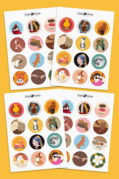 Özer Store Agenda adezivă colorată cu desen minim, set de autocolante cu orna...