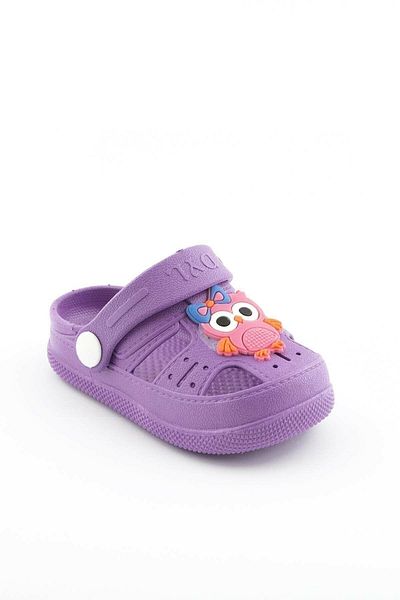 Calx Girl's Anti-Slip Slippers with Purple Animal Figure