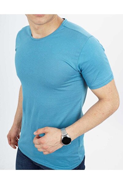 FATELLA Мъжка лятна обикновена тениска от пениран памук с удобна форма и къс ...