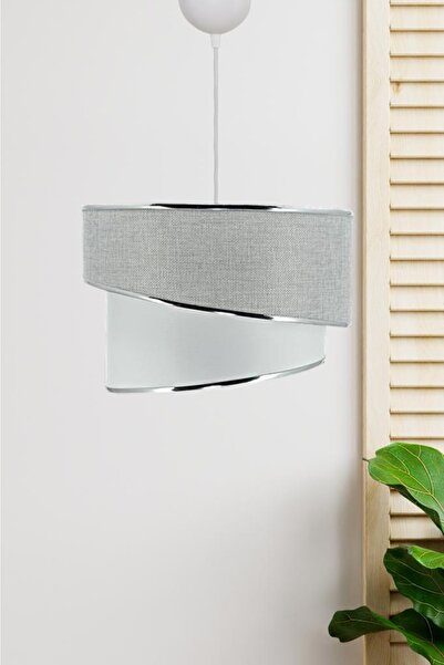 Art&Gift Barok Stil Pasta Avize Gümüş Şeritli Gri Sarkıt