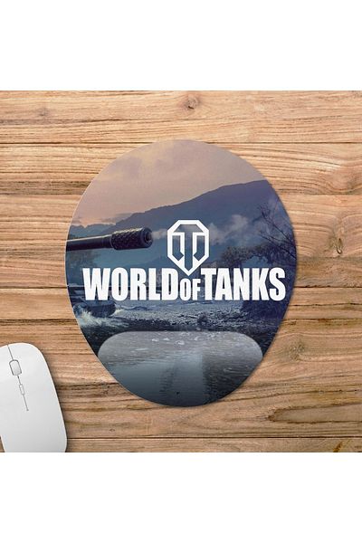 Pixxa موديل لوحة ماوس مع مسند للمعصم من World Of Tanks - 2 بيضاوي