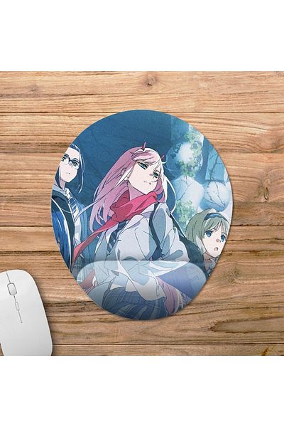 Pixxa نموذج لوحة الماوس Darling In The Franxx مع دعم المعصم - 5 بيضاوي