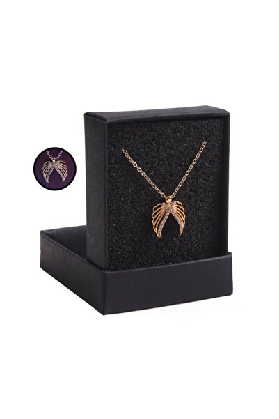 Ozka Leather Collection قلادة أجنحة الملاك باللون الذهبي