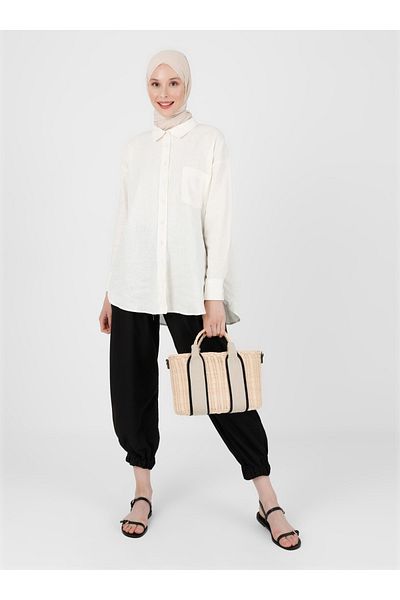 Refka Black Casual Trousers - Elastic Waist and Legs
