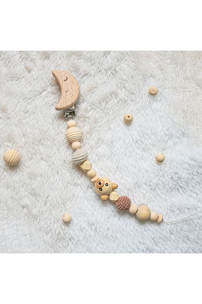 lismo kids Natural Wooden Pacifier Chain - Pacifier Strap Wooden Pacifier Chain Pacifier Holder