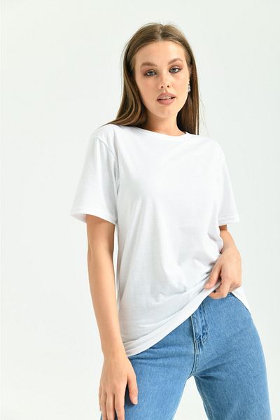 ALMİNA Λευκό κοντομάνικο μπλουζάκι Suprem Fit Crew Neck