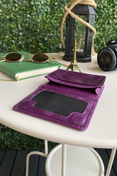 Modica Lima - Μωβ θήκη για κάρτες και θήκη επαγγελματικών καρτών με χωρητικότητα 15 καρτών, χειροποίητη υψηλής ποιότητας