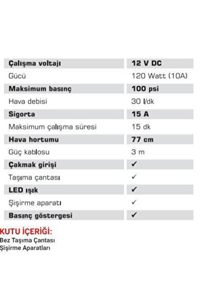 Genel Markalar X1350 Mini Araç Hava Kompresörü Çakmaklık Girişli + Led Işık
