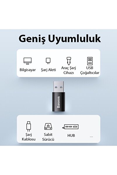 Baseus Ingenuity Mini OTG Adaptör USB 3.1 to Type-C, Siyah