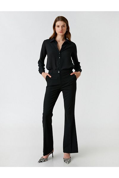 Koton Flared Leg Trousers with Pockets