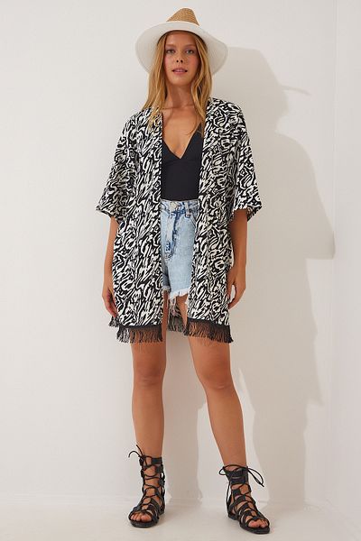 Happiness İstanbul Kimono & Kaftan - Schwarz - Regular Fit