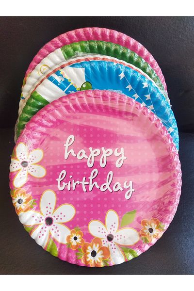 MERT AMBALAJ Party And Birthday Plate Luxury Printed 10 Pieces