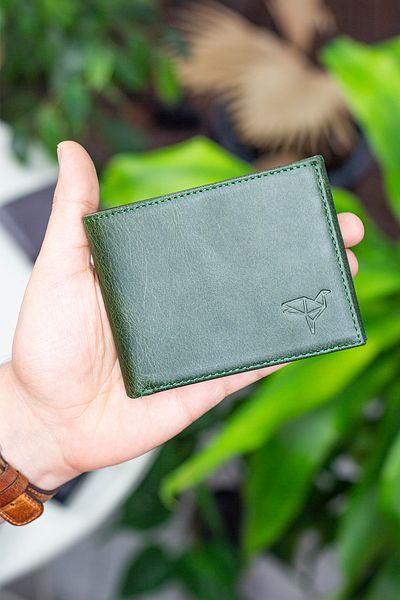 Garbalia Chapel Genuine Leather Classic Crazy Green Men's Wallet with Coin Compartment