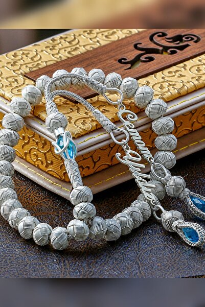 TESBİHCİBABA Erkek Hediyelik Isme Özel Trabzon Işi El Örmesi Gümüş Tesbih