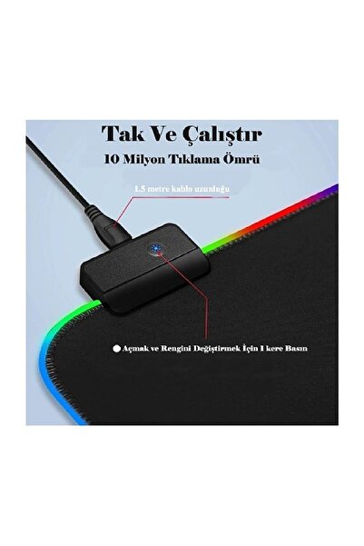 Everest Grup Mousepad Rgb 12 Değişen Ledli Gaming Oyuncu Su Geçirmez Xl Mousepad