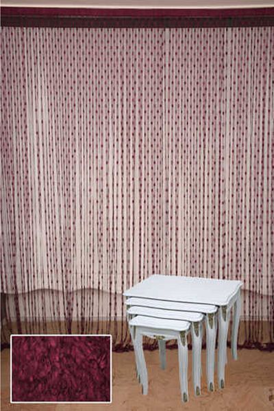 AKÇA TEKSTİL Small Polka Dot Model Claret Red Color Ready Rope Curtain 300*270 Cm