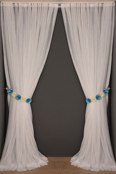 AKÇA TEKSTİL Narrow Skirt Model Off White Single Wing Ready Pleated Background Curtain 300*260