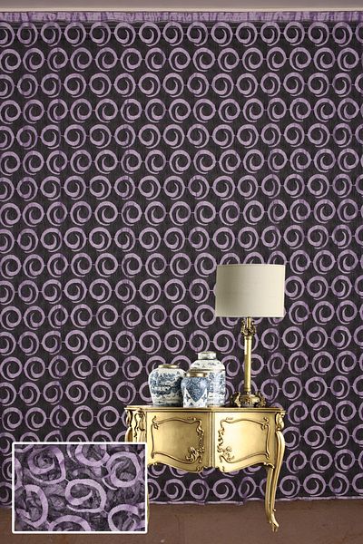 AKÇA TEKSTİL Vakko Lilac Rope Curtain - Sewn Buttons, 3 Mt. Coupon - 300*250 cm