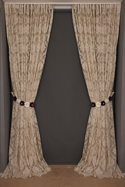 AKÇA TEKSTİL Damaks Mink Color Single Wing Ready Made Planted Pleated Background Curtain 300*260 Cm