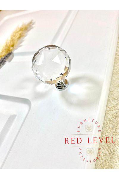 Red Level نماذج مقبض كروم شفاف مع أزرار كريستالية - درج خزانة ومقبض مطبخ