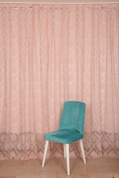 AKÇA TEKSTİL Damaks Powder Color Single Wing Ready Planted Pleated Background Curtain 300*260 Cm