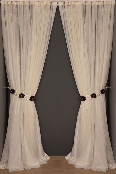 AKÇA TEKSTİL Narrow Skirt Model Cream Color Single Wing Ready-made Pleated Background Curtain 300*260