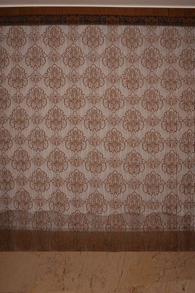 AKÇA TEKSTİL Spider Model Bitter Brown Color Rope Curtain Ready-made Buttons Sewn Rope Curtain 300*270 Cm