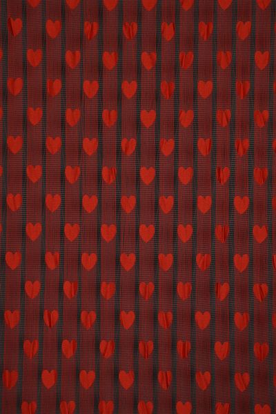 AKÇA TEKSTİL Red Color Heart United String Curtain - Ready, 300*270