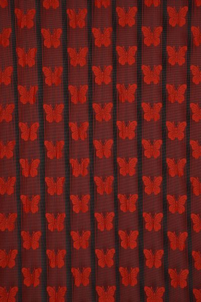 AKÇA TEKSTİL Butterfly Combined Model Red Color Ready Rope Curtain 300*270