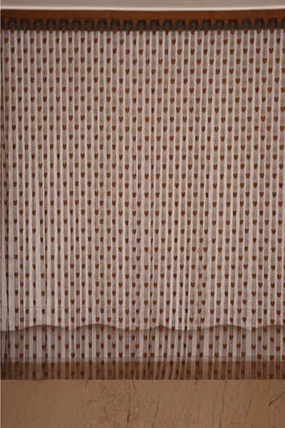 AKÇA TEKSTİL Heart Model Bitter Brown Color Rope Curtain Ready Rope Curtain 300*270