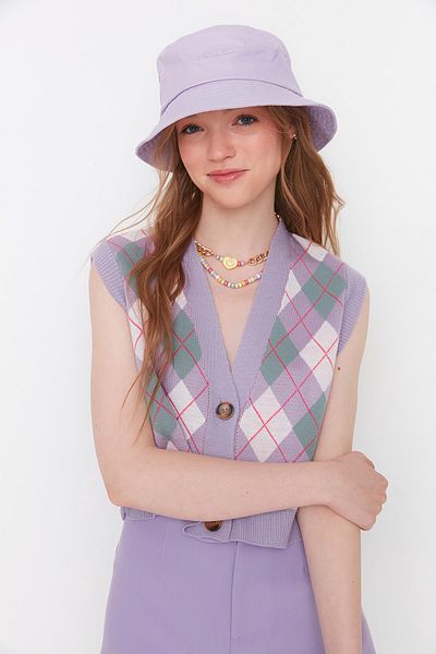 Trendyol Collection Lilafarbene Strick-Kurzweste mit V-Ausschnitt - TWOAW22BZ0047