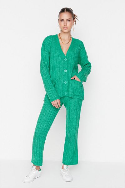Trendyol Collection Menta széles szabású, puha textúrájú kötöttáru felső és alsó készlet TWOAW22AU0128