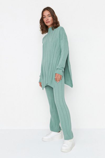Trendyol Collection Mint Knit Detailed Knitwear Top and Bottom Set TWOAW23AU00016