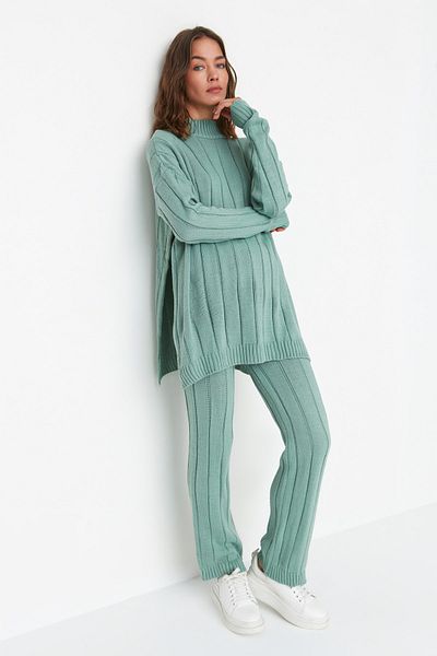 Trendyol Collection Mint Knit Detailed Knitwear Top and Bottom Set TWOAW23AU00016