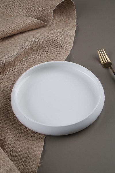 ACAR Sct-21-0220/16 Bianco Perla Porcelain Round Plate - 24 Cm