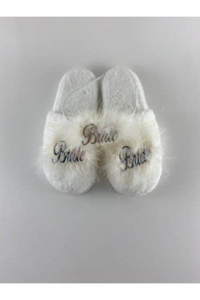 Lohussa Ecru Bride Feathered Maternity Crown Slippers Set