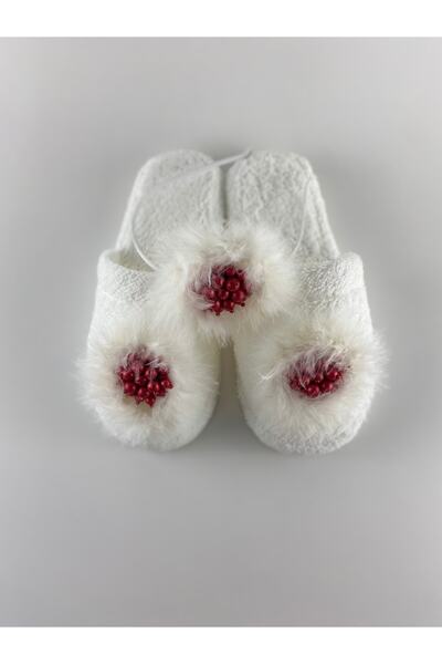 Lohussa مجموعة نعال تاج الأمومة ذات الريش الحجري باللون العنابي