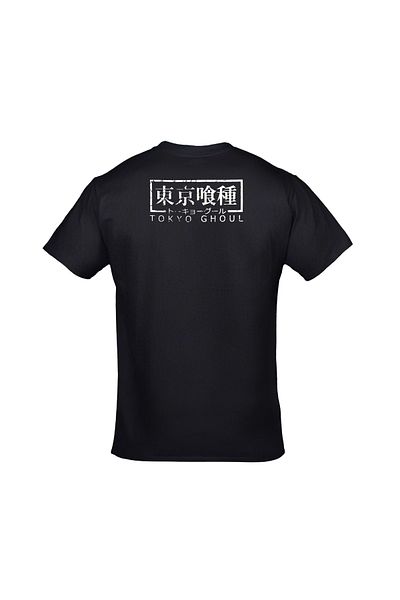 Orijin Tekstil Tokyo Ghoul Kaneki Ken Split Face Front Back Printed Unisex Black T-shirt