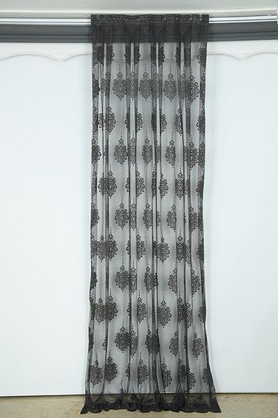 AKÇA TEKSTİL Dotted Damaks Model Anthracite Color Single Wing Pleated Background Curtain 75*260 Cm