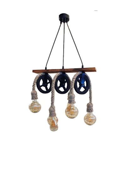 DESİNGSTORE Avize Halat Üçlü Otantik Modern Tasarım Makara Avize