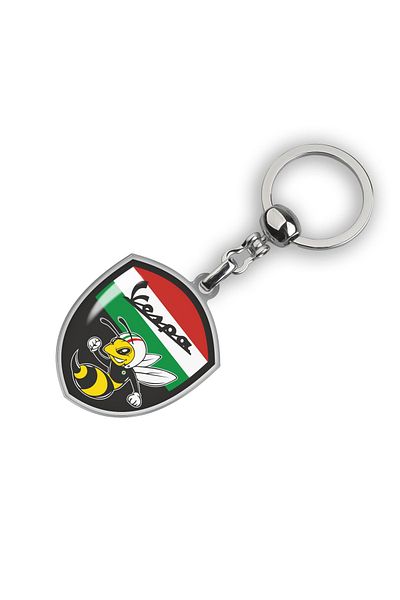 Modül Bee Italian Flag Keychain with Vespa Logo Black Keychain