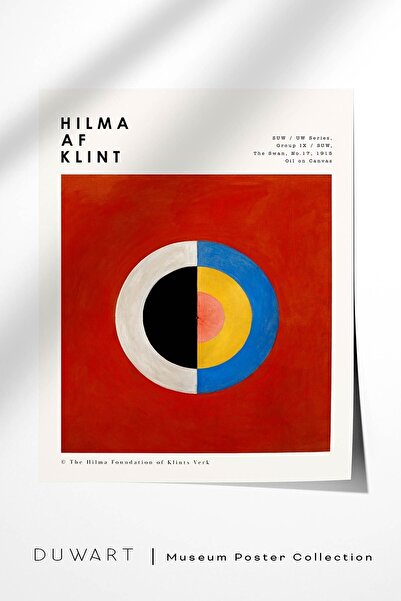 DUWART Premium Çerçevesiz Poster Hilma Af Klint The Swan No 17 Poster Tablo Poster Duvar Dekorasyonu