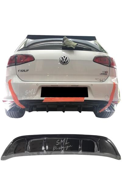 SML Dizayn Volkswagen Golf 7 Style Difüzör Plastik Golf 7 Arka-tampon-ek-difizör Piano Black